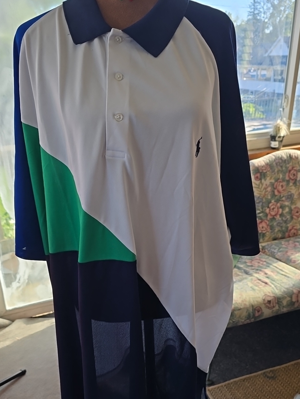 Polo by Ralph Lauren White, Navy & Green Colorblock Polo 3xl